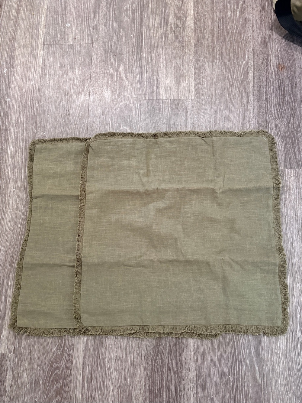 Fringed Olive Green Accent Pillow Cover - Home Accents set 2